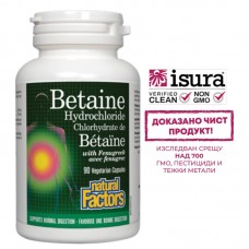 Нейчъръл Факторс - Бетаин хидрохлорид 500 mg 90 Vкапсули , Natural Factors - Betaine Hydrohloride Нейчъръл Факторс - Бетаин хидрохлорид 500 mg 90 Vкапсули , Natural Factors - Betaine Hydrohloride