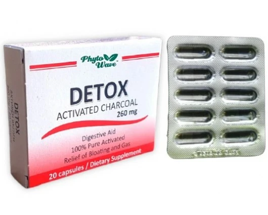 АКТИВЕН ВЪГЛЕН ДЕТОКС 260мг., ACTIVATED CHARCOAL DETOX