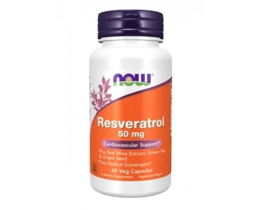 NOW НАТУРАЛЕН РЕСВЕРАТРОЛ 50 мг - 60 Капсули / NATURAL RESVERATROL 50 mg - 60 Capsules