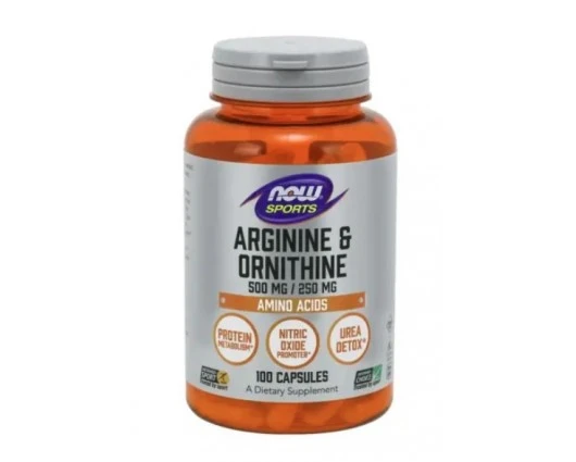 NOW АРГИНИН И ОРНИТИН 500/250 мг - 100 Капсули / ARGININE & ORNITHINE 500/250 mg - 100 Capsules